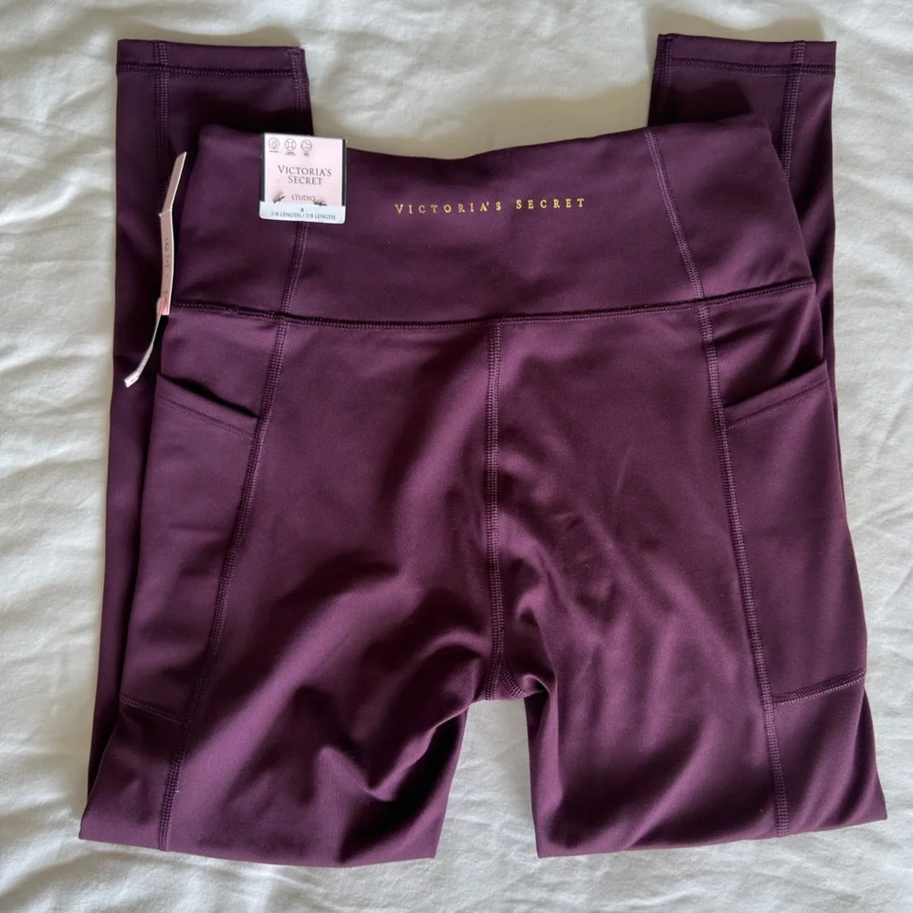 Victoria's Secret Studio 7/8 Legging | High Rise Burgundy Workout Size 8 NWT Y2K - Picture 9 of 12
